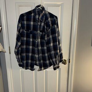 Woman’s Faded Glory Blue and White Plaid Sweater